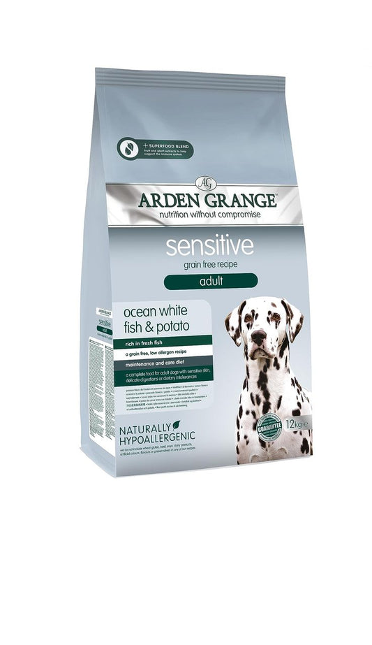 arden grange elizabeth sensitive white fish and potato,dry, for adult dogs, 12 kg premium pet product india